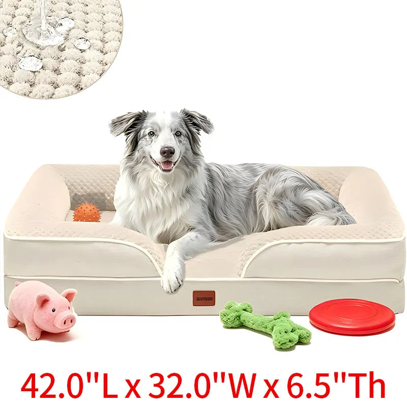 Egg-shaped Memory Foam Four Season Square Waterproof Large Cat / Dog Bed Soft Thickened Pet Sofa Cushion Large / Medium / Small Size with Removable Cover for Easy Washing Non-slip Base Durable and Resistant To Chewing Protect