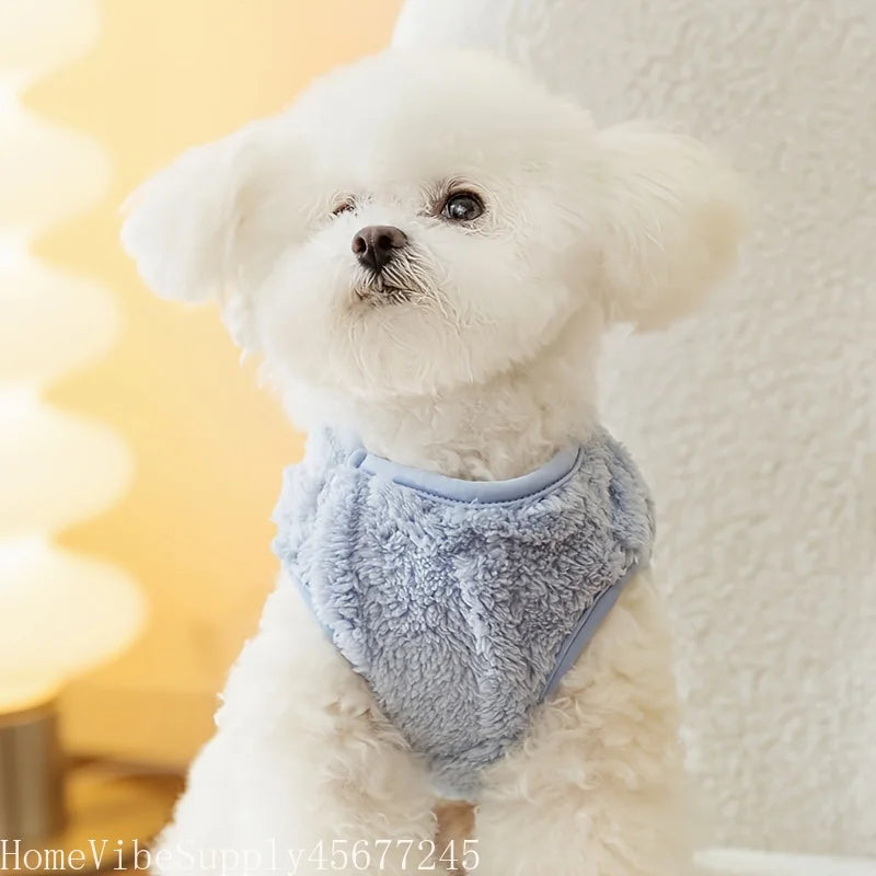 Solid Color Fleece Pet Vest, Easy Pull-On Two Leg Warm Winter Clothes for Dogs Cats, Soft Bear Style Autumn Winter Pet Apparel