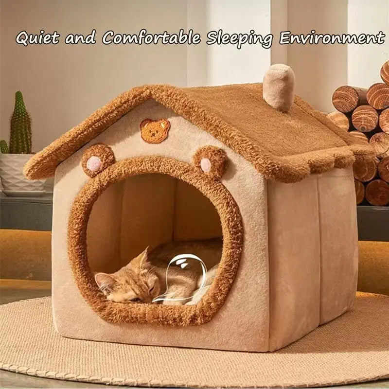 Cat Beds for Indoor Cats Small Dog,Cute Bear Cat Bed Cave Cat House