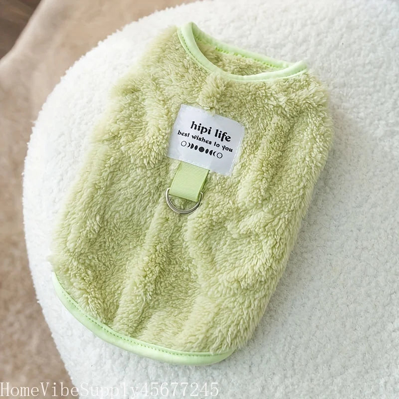 Solid Color Fleece Pet Vest, Easy Pull-On Two Leg Warm Winter Clothes for Dogs Cats, Soft Bear Style Autumn Winter Pet Apparel