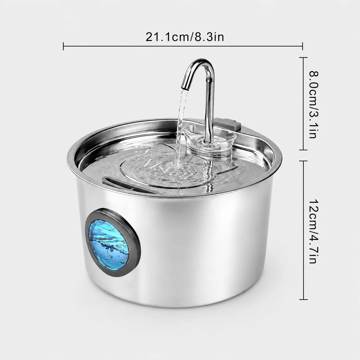 Stainless Steel Cat Water Fountain, 108oz Pet Fountain Dispenser Automatic for Inside Dog Cats Drinking Replaceable Filters
