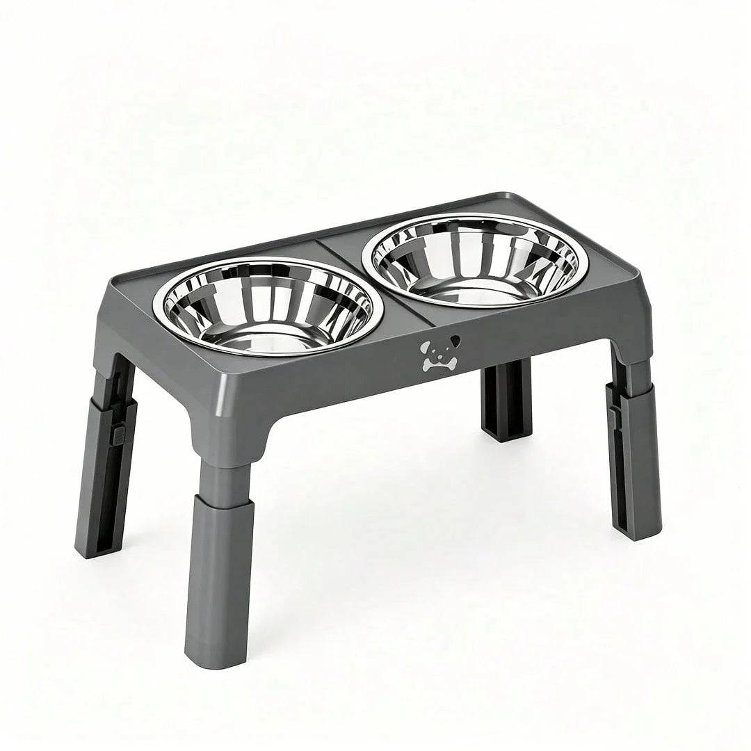 Steel Elevated Dog Bowls, AntiSlip Raised Pet Feeder For Large Dogs, Adjustable Height Food Water Bowls