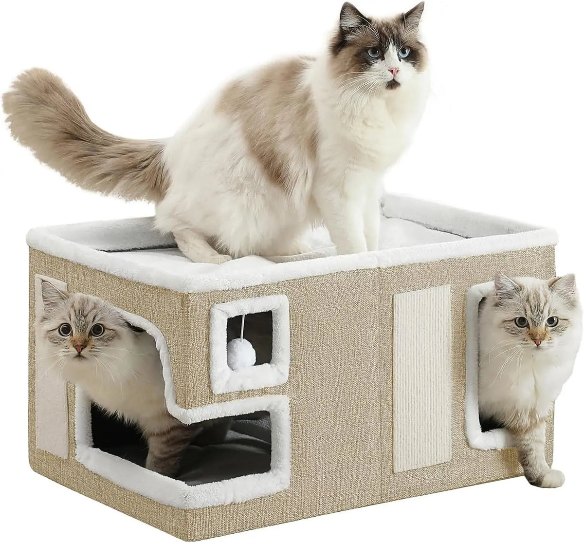 Cat Houses for Indoor Cats, Covered Cat Bed Cave with Scratch Pad