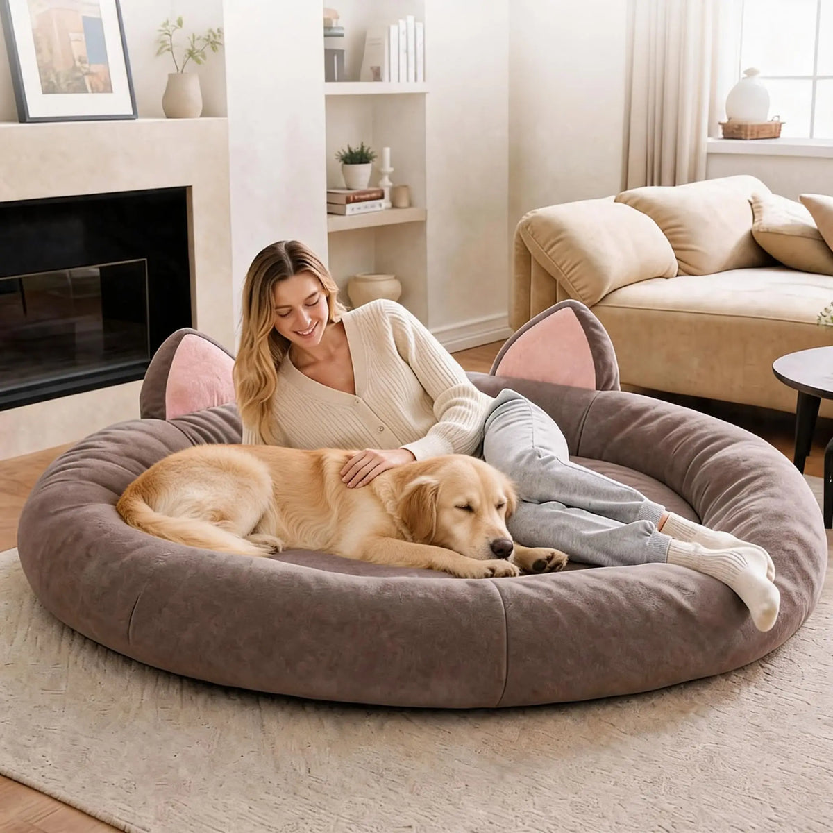 XXL Orthopedic Memory Foam Dog Bed 70x70x9.8in For Large Senior Dog, Waterproof Liner, Washable Cover, Non-Slip Base, Pet Couch