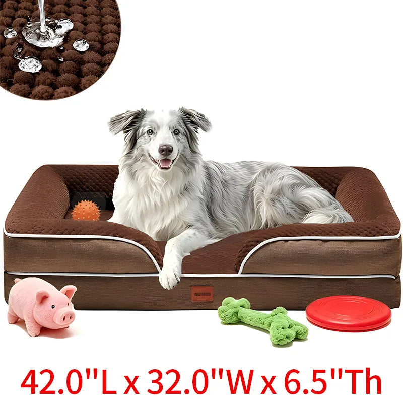 Egg-shaped Memory Foam Four Season Square Waterproof Large Cat / Dog Bed Soft Thickened Pet Sofa Cushion Large / Medium / Small Size with Removable Cover for Easy Washing Non-slip Base Durable and Resistant To Chewing Protect