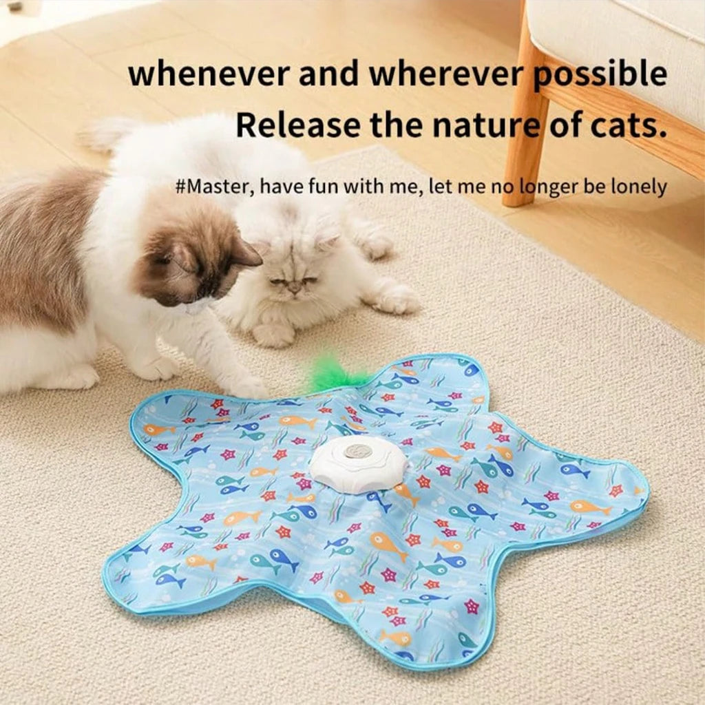 Interactive Cat Toys Rechargeable,Durable Hide And Seek Cat Toys With Moving Concealed Feathers, Squeaky Sound, Automatic Cat Kitten Toy For Indoor Cats & Kittens