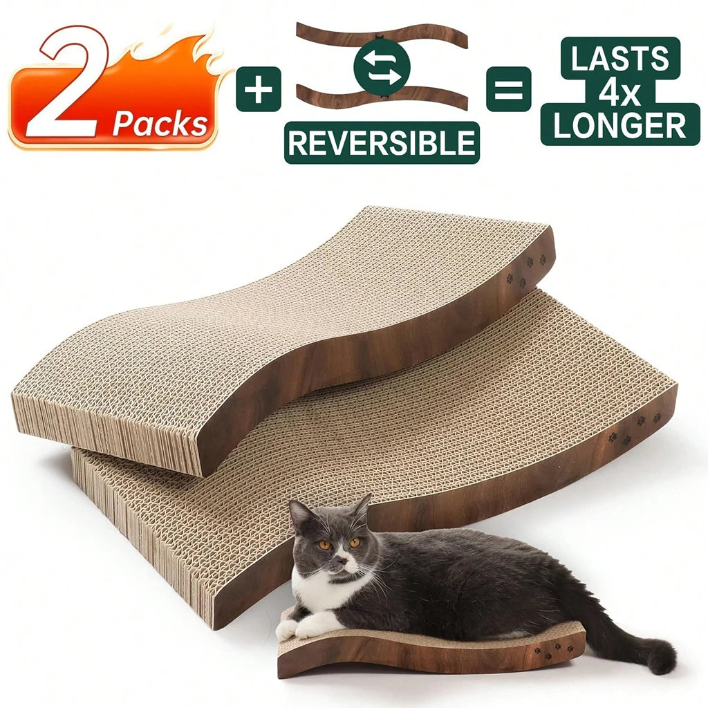 8pcs Large Wave Cat Scratcher Refills Reversible Double-Sided Corrugated Cardboard Durable Furniture Protector Grinding Pad Pet Supplies