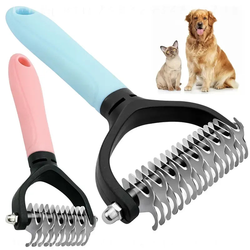 2 Pack Random Color Stainless Steel Pet Dematting Comb Double‑Sided Pin Grooming Brush Efficient Hair Remover For Cats Dogs Knot Tangle Remover Pet Hair Care Tool