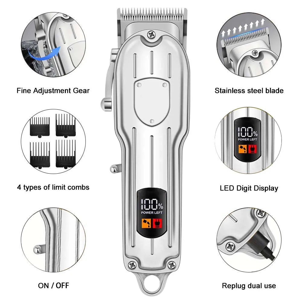 Rechargeable Electric Dog & Cat Hair Clipper with LED Display,Pet Grooming Kit ,Professional Pet Trimmer for Home