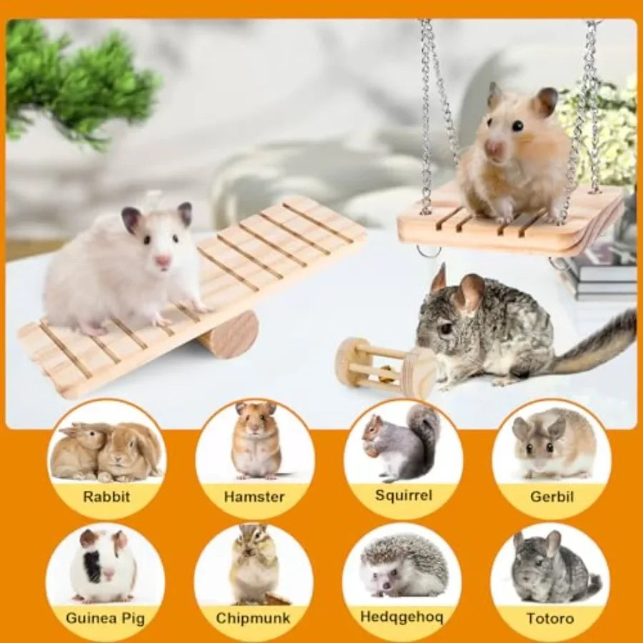 Hamster Toys Set, Guinea Pig Toys Bunny Small Animal Chewing Toy for Cage Chinchillas, Gerbils, Rats, Rabbit Rodents Teeth Care