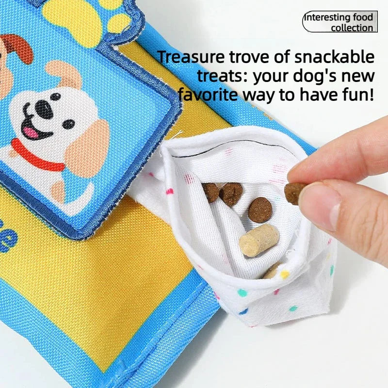 Dog Snuffle Tissue Box Toy, Tear Resistant Squeaky Hide Treat Puzzle, Enrichment Nose Work Anxiety Relief Interactive Puppy Chew Training Toy for Small Medium Dogs