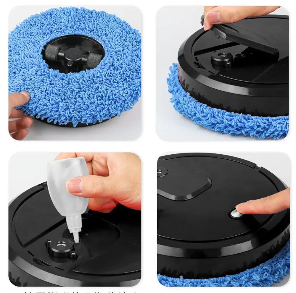 Smart Mopping Machine Wet/Dry Cleaning 645.83ft² Coverage Humidifying Spray USB Rechargeable for Home & Pet Hair Removal