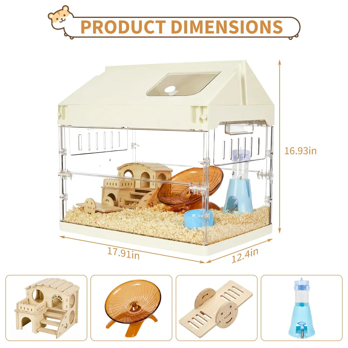 Hamster Cage Starter Kits, 7 in 1 Guinea Pig Cage, Pet Rat Cage for Chinchillas, Hedgehog