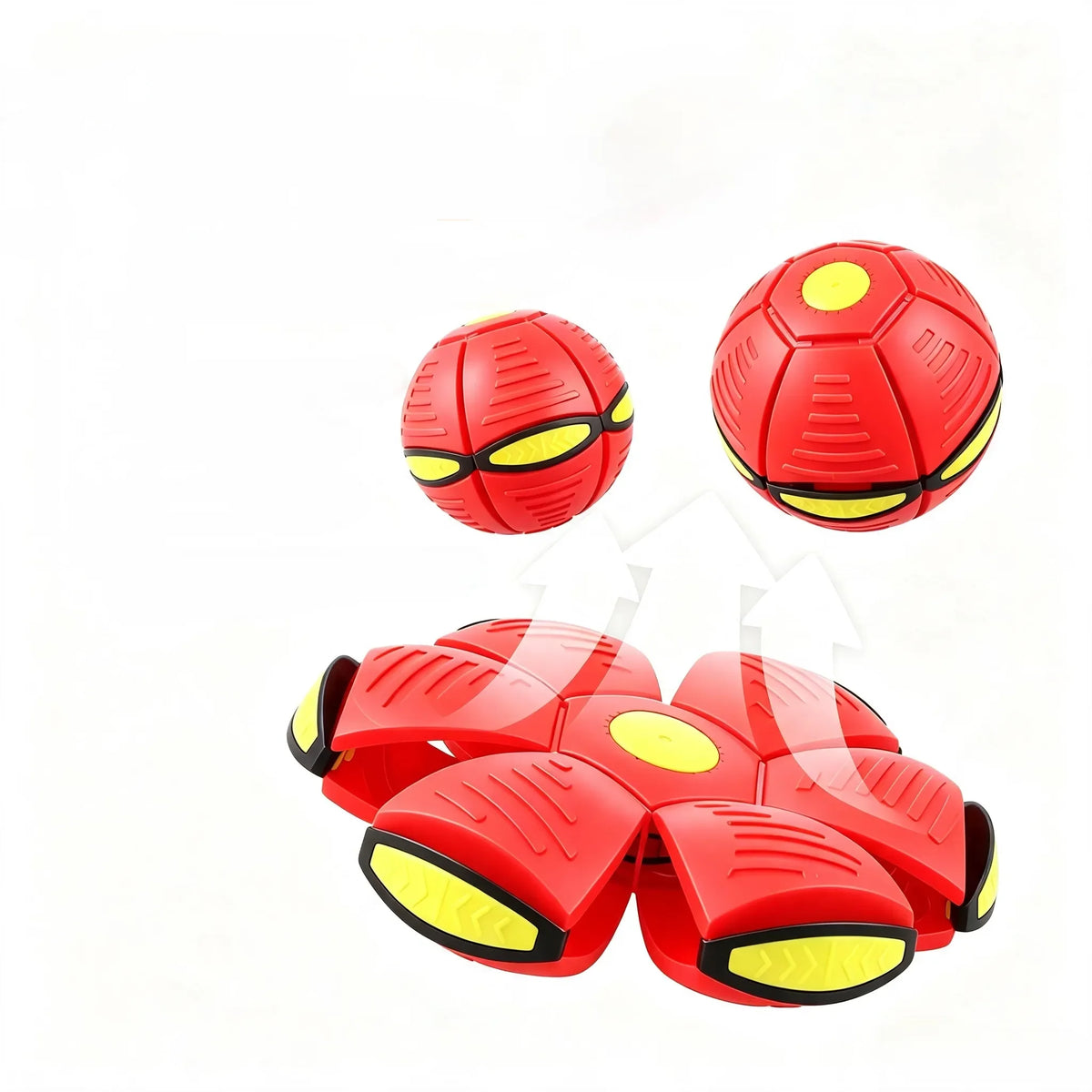 Six-Light Dual-Mode Magical Transforming Pet Bouncy Ball, UFO-Shaped Ball, Durable Dog Interactive Training and Play Toy, Blue and Red