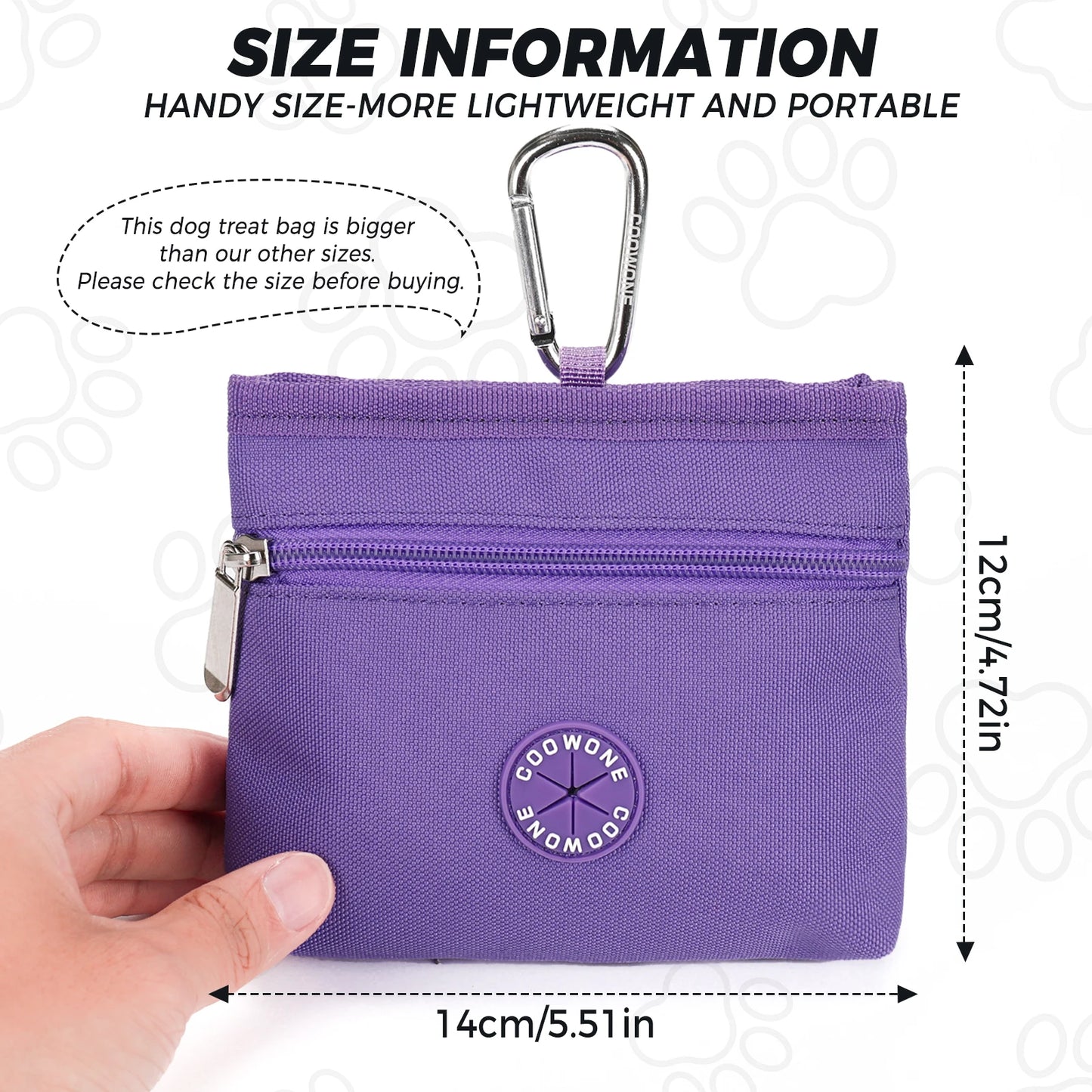 Custom Dog Training Treat Pouch with Magnetic Closure Poop Bag Dispenser and Carabiner Clip