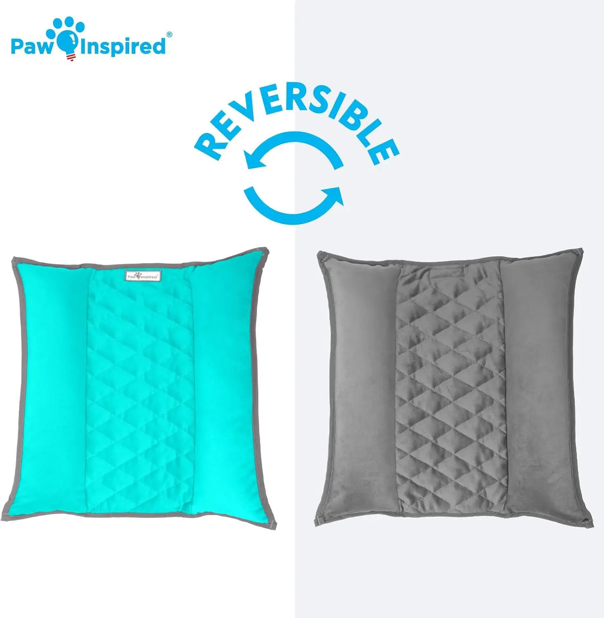 Paw Inspired Snuggle Bunny Bolster Bed, Gray/Green, 17x17 Inch