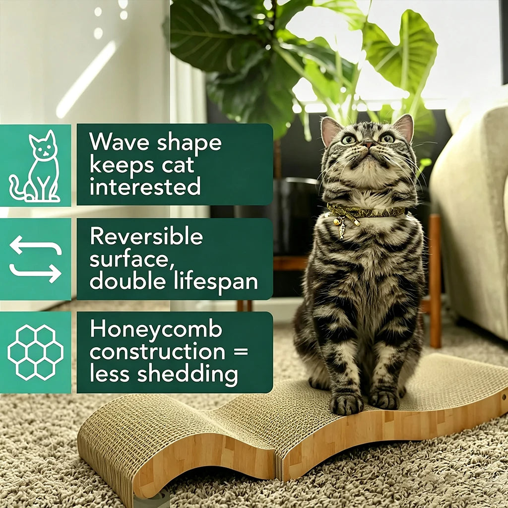 8pcs Large Wave Cat Scratcher Refills Reversible Double-Sided Corrugated Cardboard Durable Furniture Protector Grinding Pad Pet Supplies
