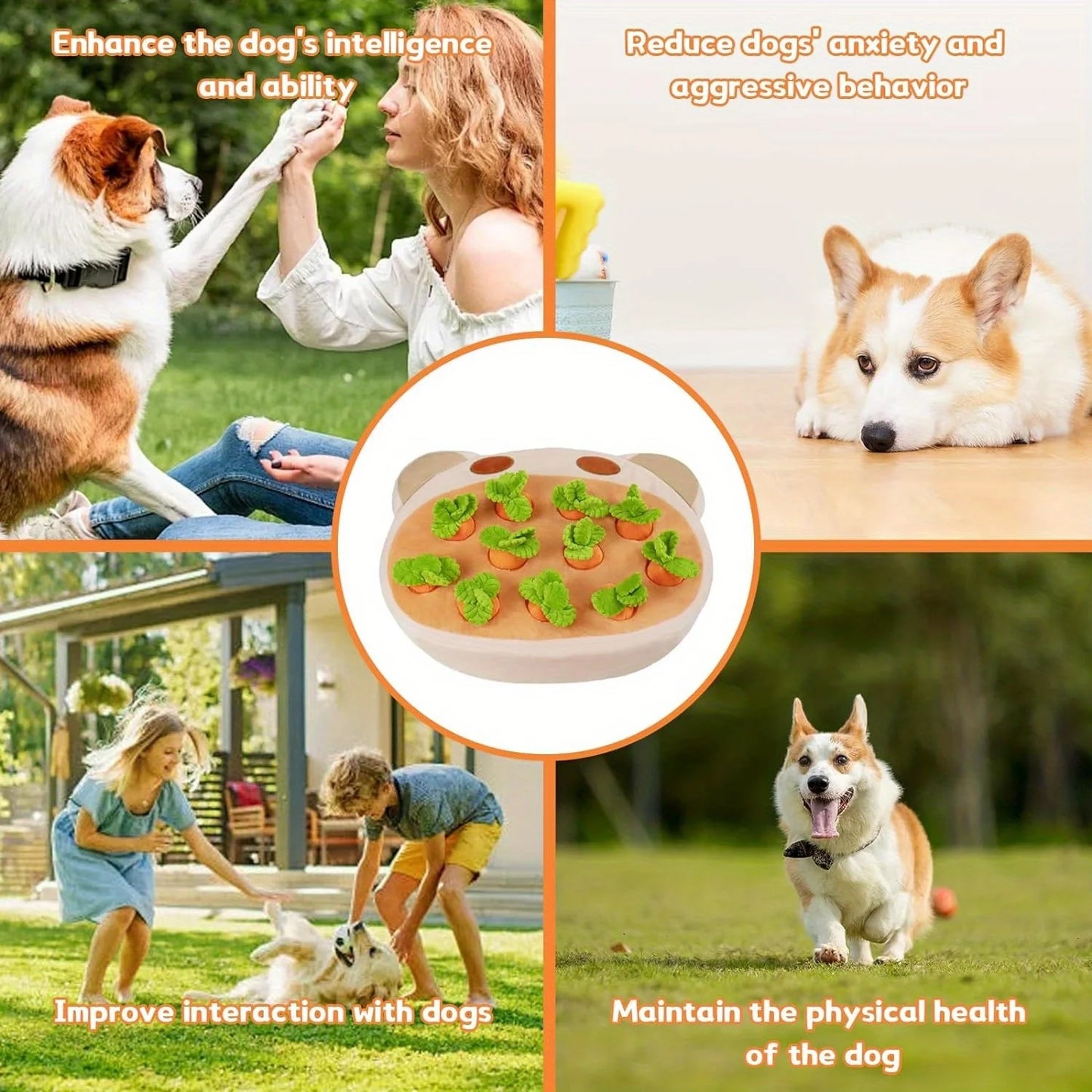 Interactive Hide and Seek Dog Toy with 11 Squeaky Carrots Plush Puzzle for Small and Medium Dogs