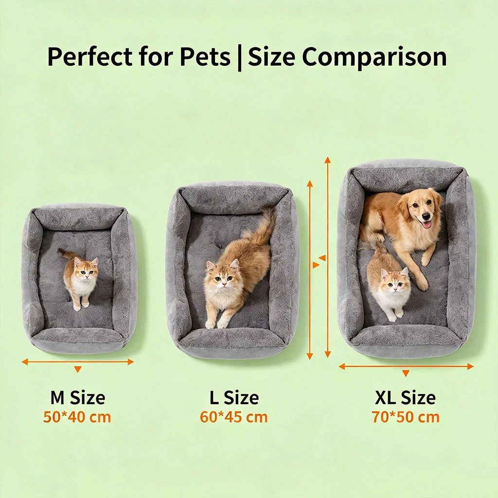Pet Bed Winter Warm Plush, Soft Fluffy Dog Sofa with Raised Edges, Orthopedic Puppy Sleeping Mat for Small Medium Large Pet