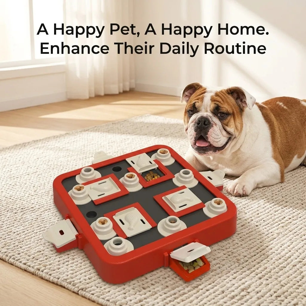 Dog Puzzle Feeder, Interactive Slow Feeder Toy for IQ Training and Mental Stimulation, Pet Treat Dispenser Brain Game for Boredom Relief, Durable Anti-Choke Feeding Tray for Small Medium Large Dogs