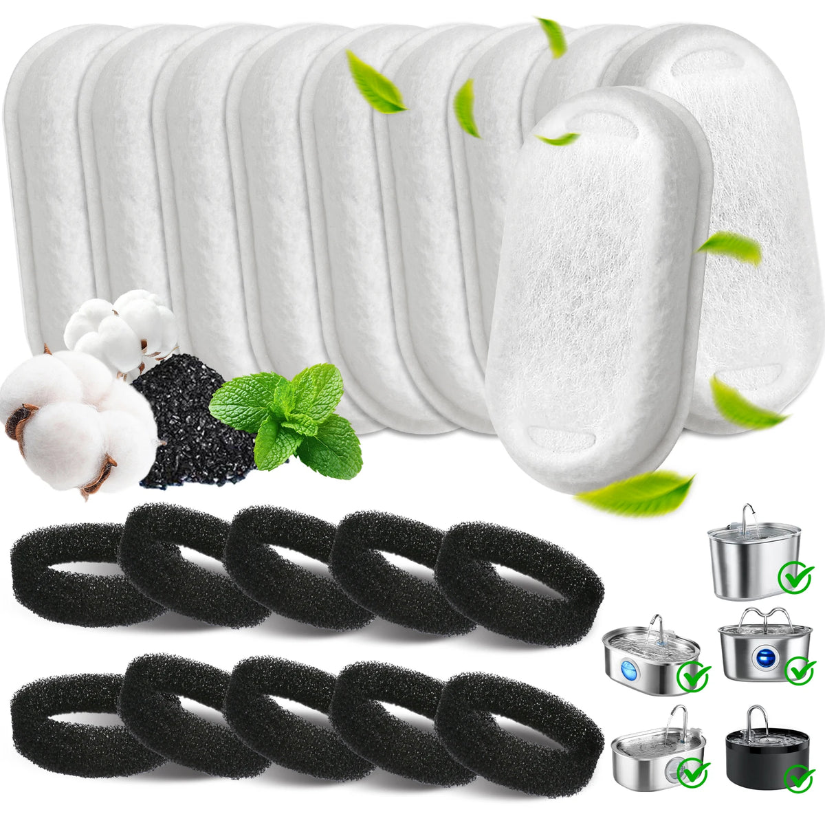 Cat Water Fountain Filters Replacement Activated Carbon Filter for Pet Dog Stainless Steel Water Flow Drinking Dispenser Water Fountain