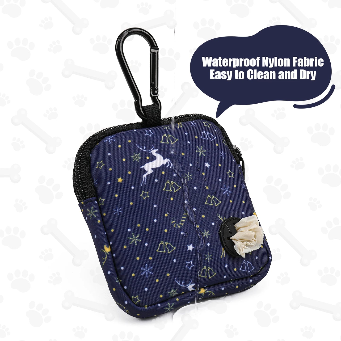 Waterproof Dog Treat Pouch with Training Clicker Poop Bag Holder and Carabiner for Walking