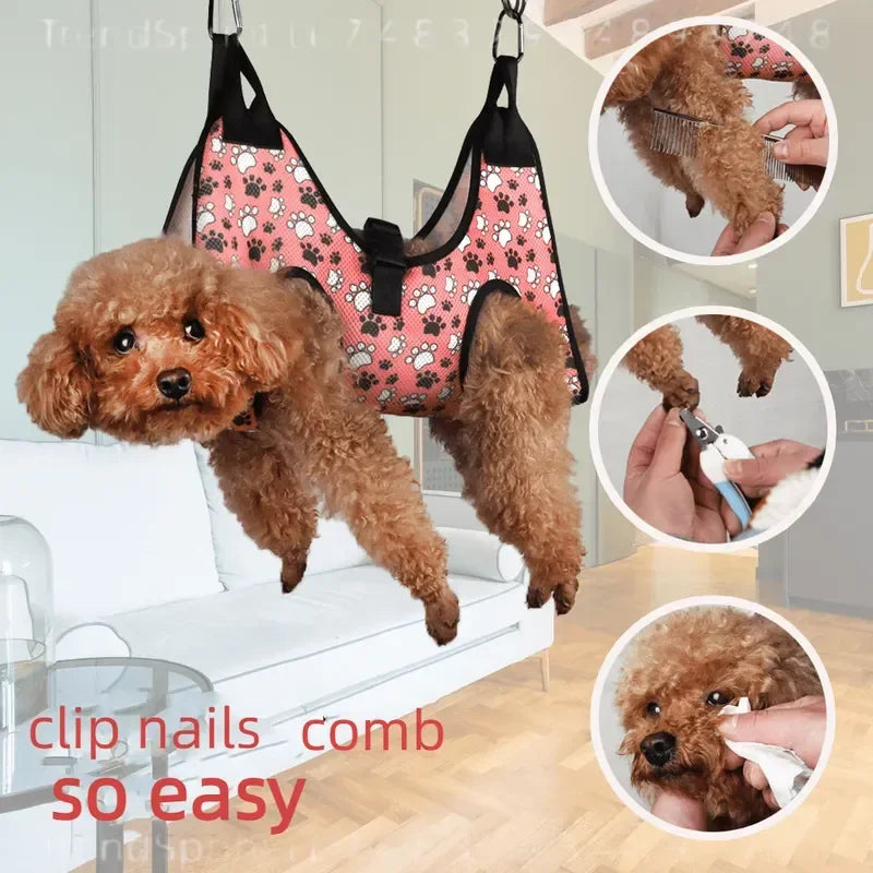 Comfort Grip Pet Grooming Hammock Non‑Electric Polyester Nail Trimming Sling Stress‑Free Grooming Helper For Small Medium Dogs Cats Home Pet Care Use