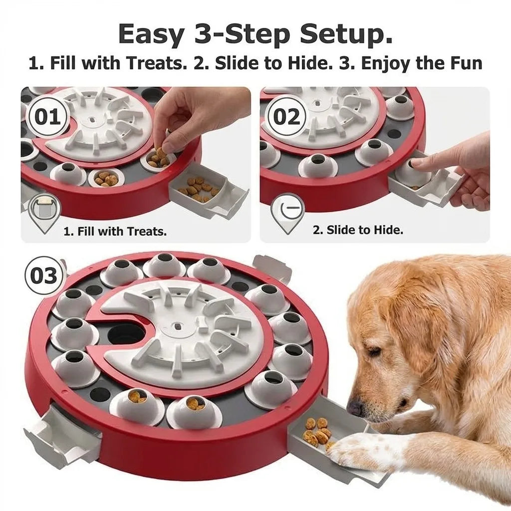 Dog Puzzle Toy, 3-in-1 Interactive Dog Enrichment Toys for Mental Stimulation & IQ Training, Slow Feeder Dog Treat Dispenser for Boredom Relief, Brain Game Console for Small Medium Large Dogs