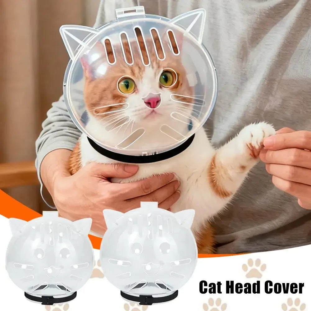 Cat Bubble Helmet, Adjustable Anti Bite Cat Head Cover, Breathable Open Mesh Grooming Hood for Aggressive Cats, Bathing Nail Trimming Vet Visit