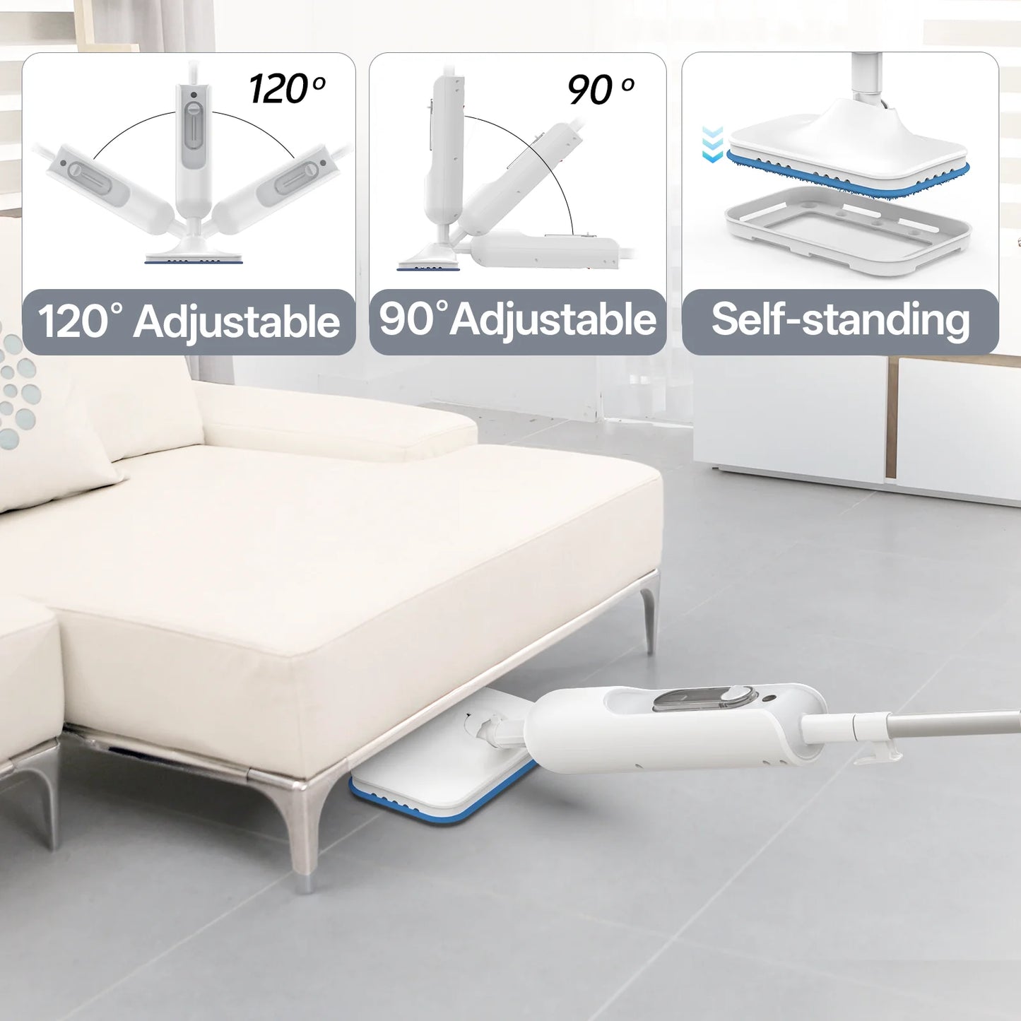 INSE F2 Steam Mop Powerful 12-in-1 Handheld Scrubbing Steam Cleaner High Temperature Detachable Steam Mop for Hardwood Carpet