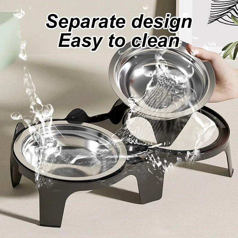 1PC Stainless Steel Cat Food & Water Bowl with Anti-Tip Design Large Capacity Easy-Eat Design for Pet Dog Cat  Feeding Food Bowl