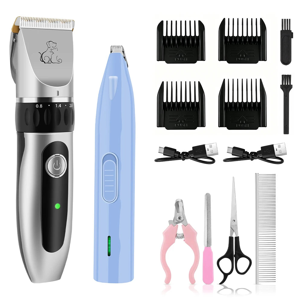 Electric Pet Clipper Grooming Kit For Dogs Reachageable Trimmer Haircut Cat Hair Cutting Remover Professional Machine Set