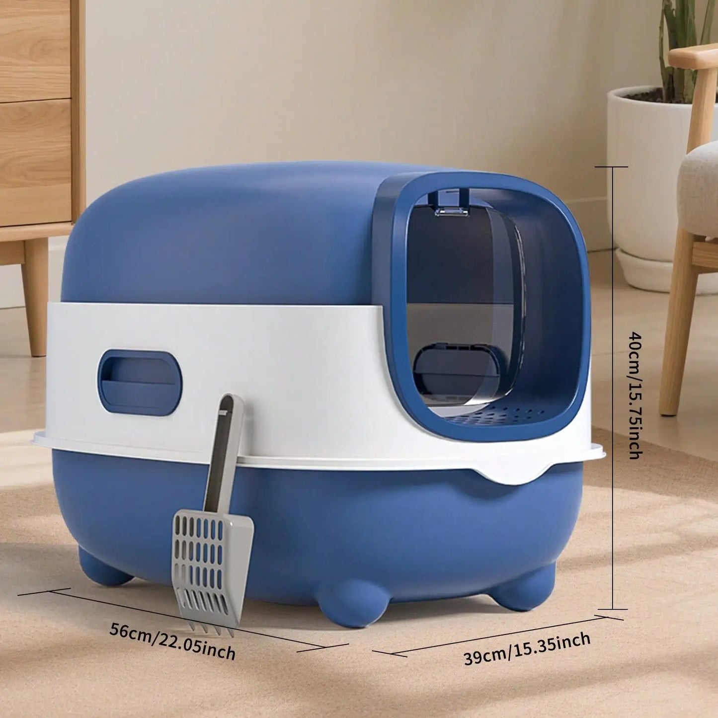 Foldable Cats Litter Box For Home, Enclosed Cats Litter Box With Lid And Scoop, Large Size Anti-Splashing Easy To-Clean, Front Entry And Exit