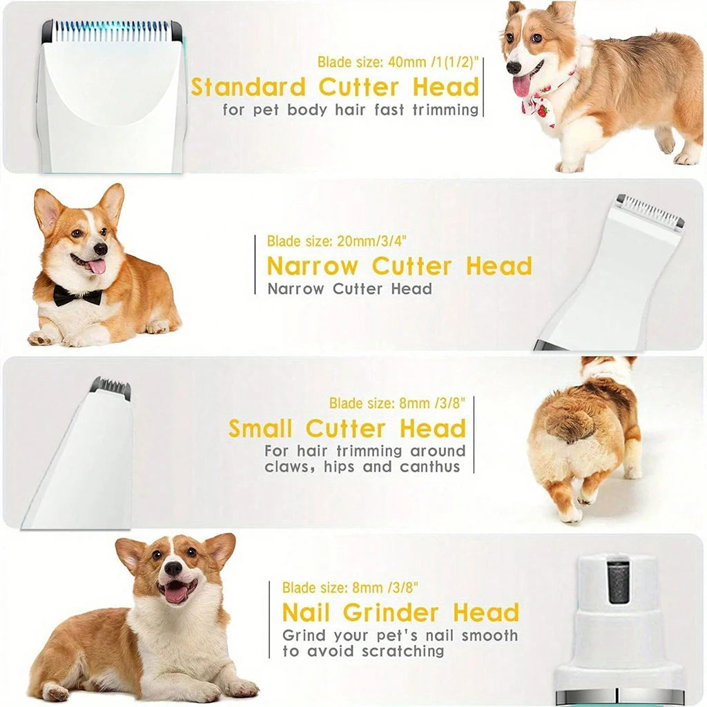 4-in-1 Pet Hair Clipper Rechargeable Dog Cat Trimmer Kit Cordless Electric Grooming Shaver with Comb Guide for Puppy Kitten