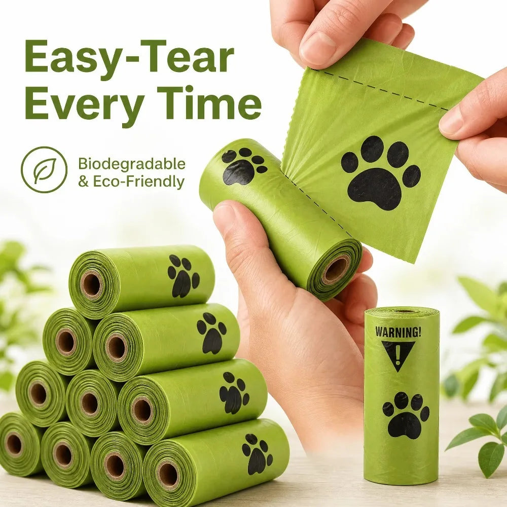 10pcs Biodegradable Dog Poop Bags Eco‑Friendly Compostable Pet Waste Bags Thick Leak‑Proof Puppy Poop Bags For Dog Walking Outdoor Travel