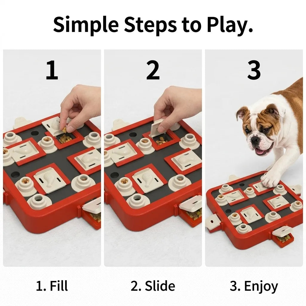 Dog Puzzle Feeder, Interactive Slow Feeder Toy for IQ Training and Mental Stimulation, Pet Treat Dispenser Brain Game for Boredom Relief, Durable Anti-Choke Feeding Tray for Small Medium Large Dogs