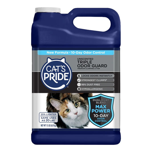 Unscented Clumping Cat Litter for Multiple Cats Extra Strength Odor Control Super Low Dust Non-Tracking Quick Clumping Formula Long Lasting 15 Pounds Large Capacity Jug Container Easy Pour Handling Premium Clay Litter