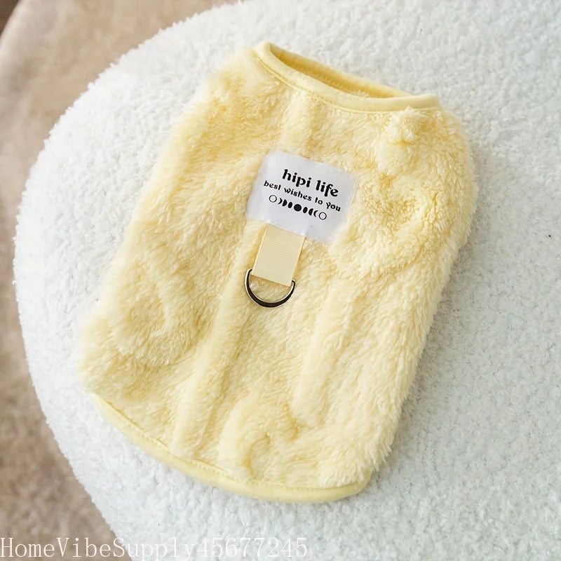 Solid Color Fleece Pet Vest, Easy Pull-On Two Leg Warm Winter Clothes for Dogs Cats, Soft Bear Style Autumn Winter Pet Apparel