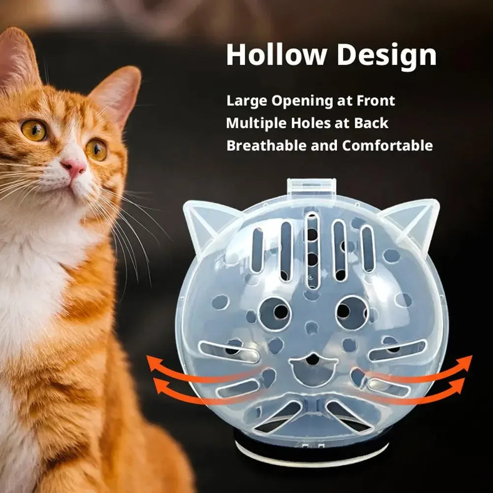 Cat Bubble Helmet, Adjustable Anti Bite Cat Head Cover, Breathable Open Mesh Grooming Hood for Aggressive Cats, Bathing Nail Trimming Vet Visit