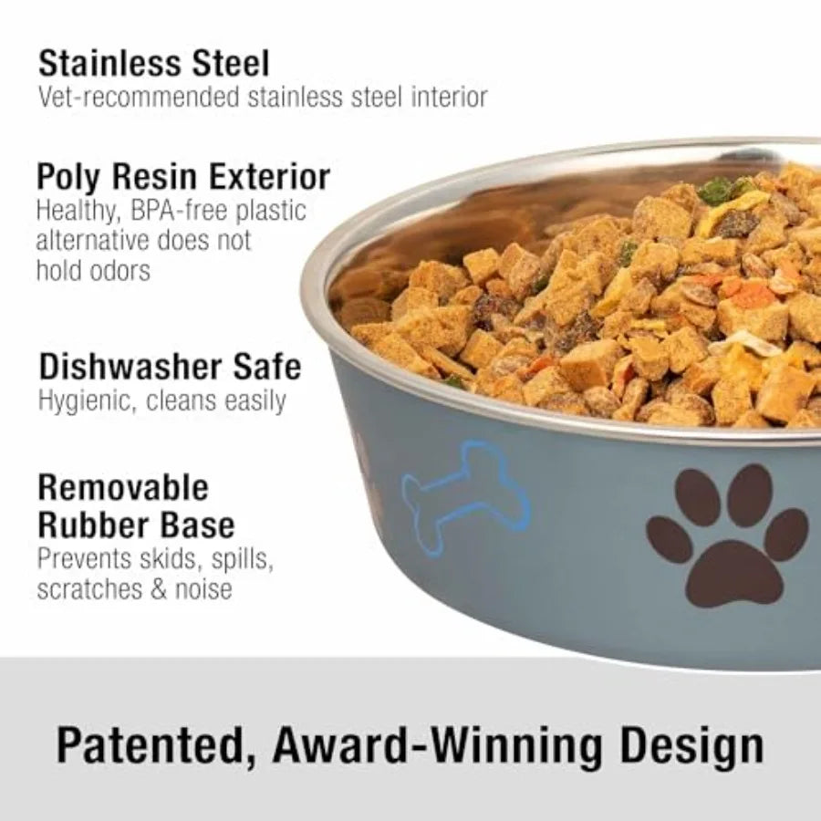 Stainless Steel Dog and Cat Bowls - Spill Proof Dog Food Bowl, Cat Bowl, Puppy Essentials and Pet Supplies Gr