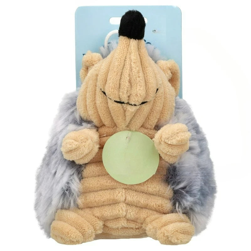 Gray Hedgehog Plush Dog Toy with Squeaker, Chew Level 2