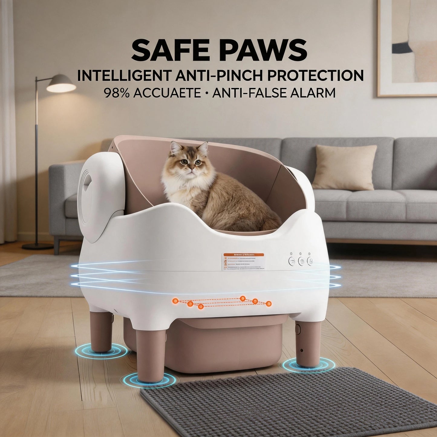 Self Cleaning Litter Box, Automatic Cat Litter Box with APP Control, Odor-Free  Large Waste Bin, Open-Top for Multi Cats