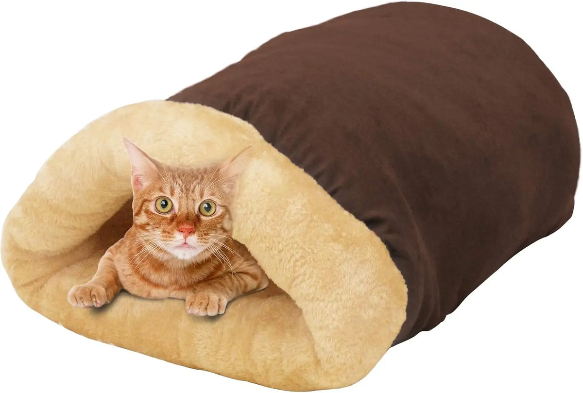 3 in 1 Semi-Enclosed Self Warming Burrow Cat Bed Sleeping Cave