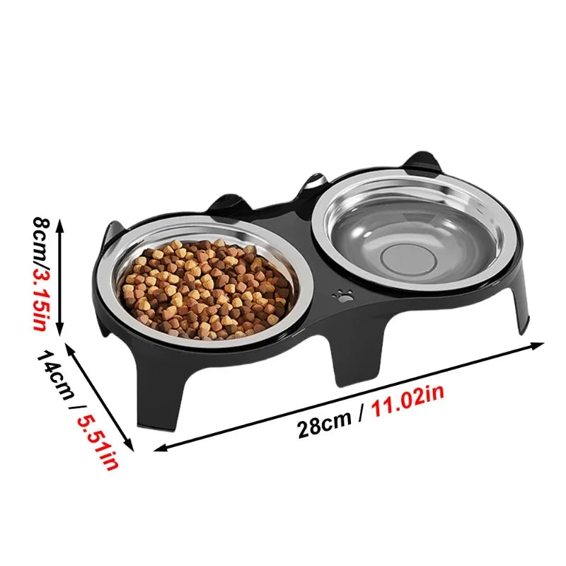 1PC Stainless Steel Cat Food & Water Bowl with Anti-Tip Design Large Capacity Easy-Eat Design for Pet Dog Cat  Feeding Food Bowl