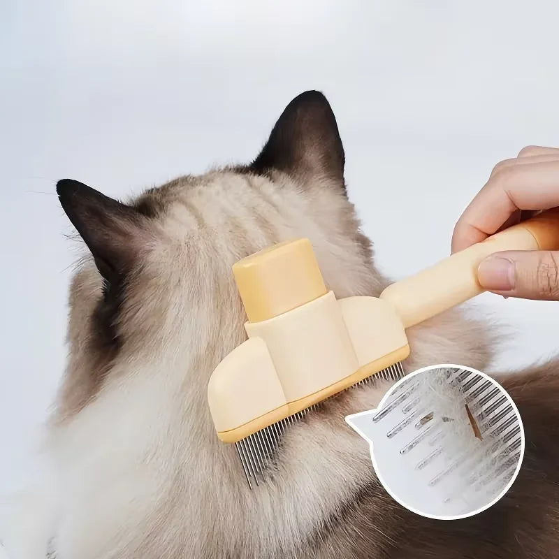 Self Cleaning Slicker Brush for Dogs & Cats, One Click Pet Hair Remover Grooming Comb for Long & Short Haired Pets