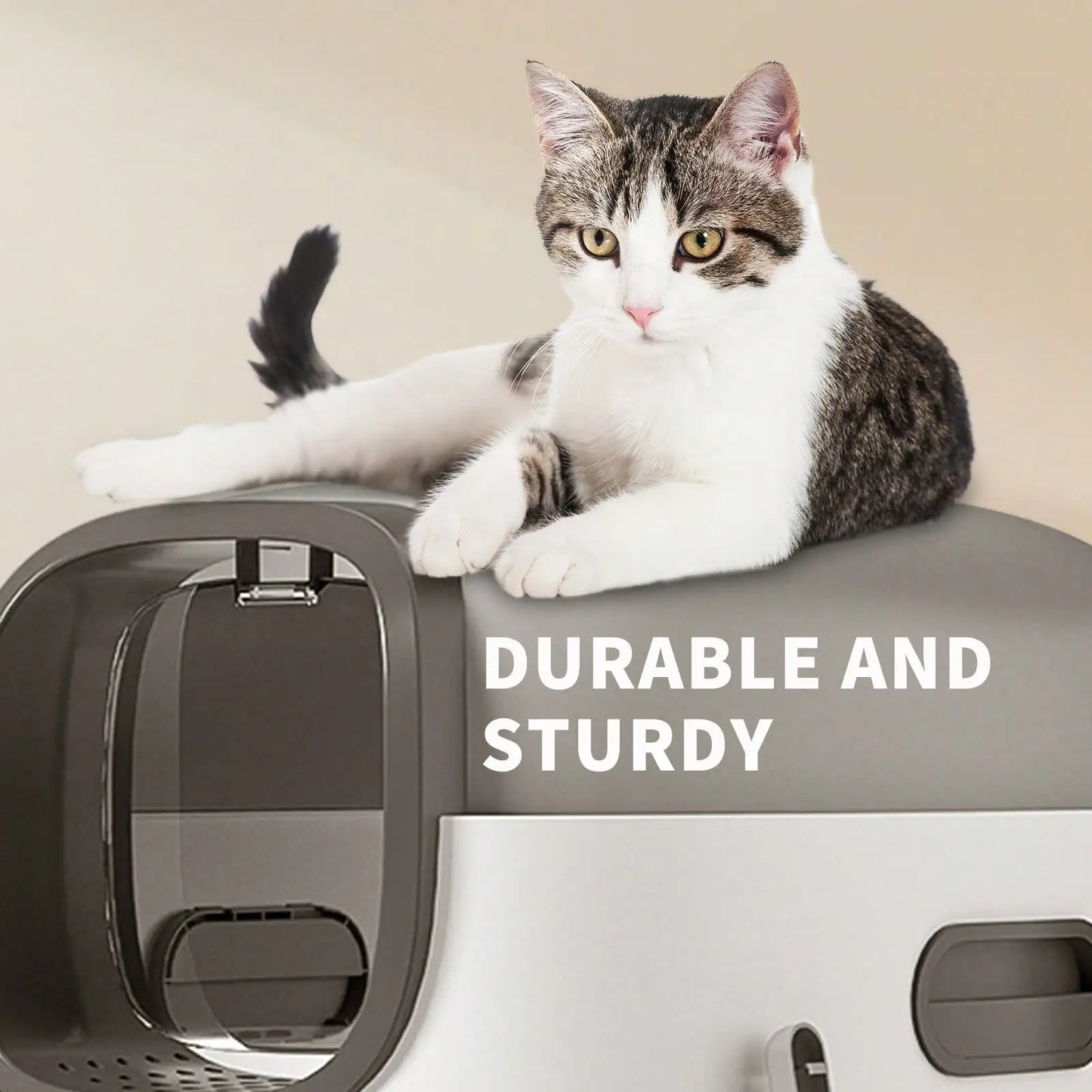 Foldable Cats Litter Box For Home, Enclosed Cats Litter Box With Lid And Scoop, Large Size Anti-Splashing Easy To-Clean, Front Entry And Exit