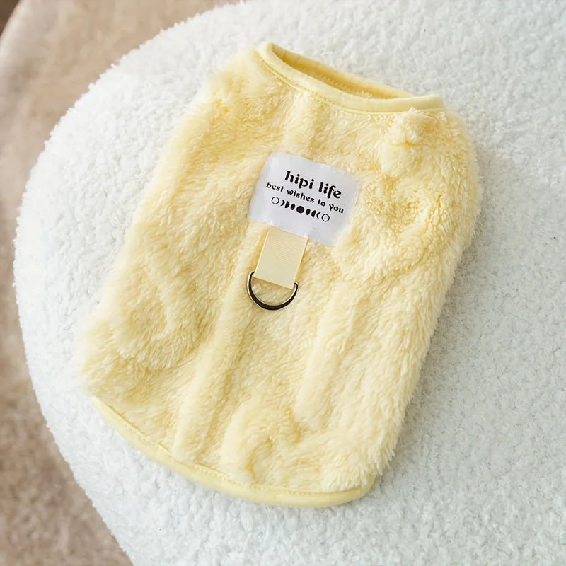 Solid Color Fleece Pet Vest, Easy Pull-On Two Leg Warm Winter Clothes for Dogs Cats, Soft Bear Style Autumn Winter Pet Apparel