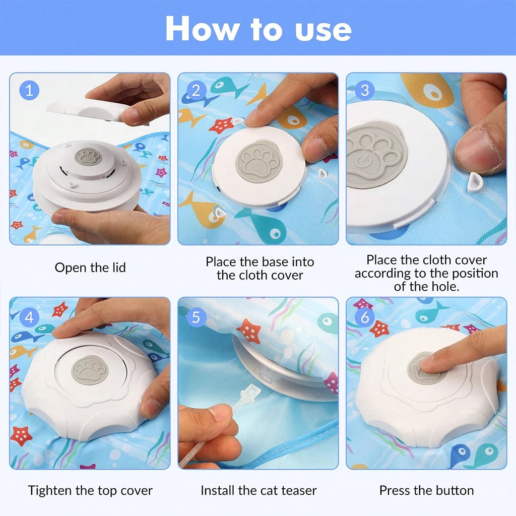 Interactive Cat Toys Rechargeable,Durable Hide And Seek Cat Toys With Moving Concealed Feathers, Squeaky Sound, Automatic Cat Kitten Toy For Indoor Cats & Kittens