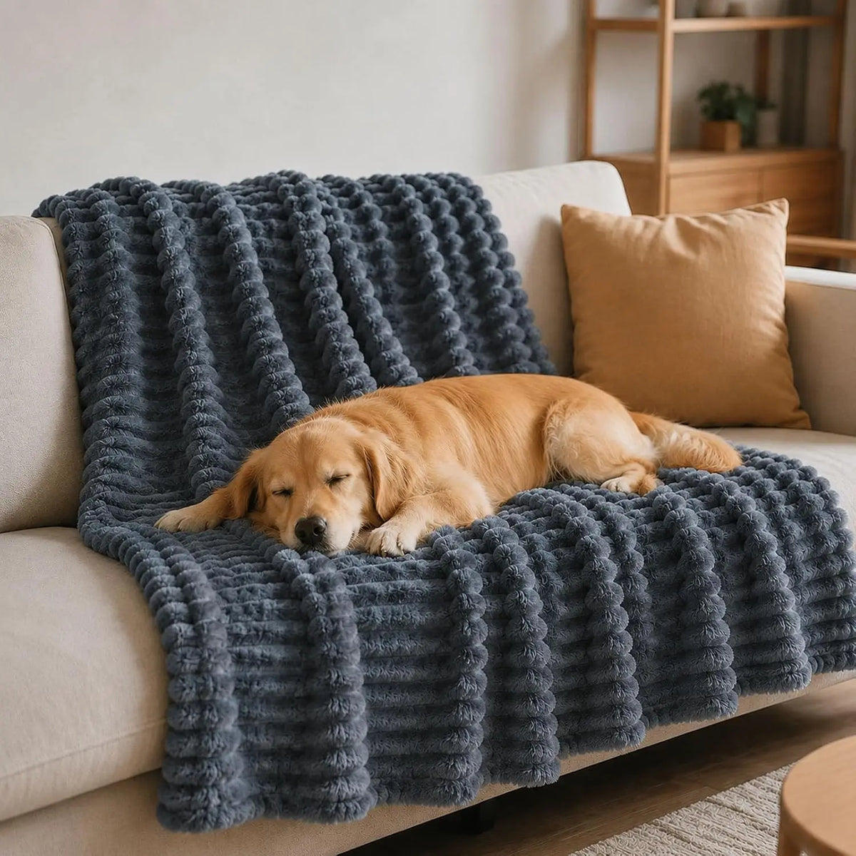 Emotional Support Blanket for Dogs, Yellow Dog Blanket (Dark Blue,27x39in)